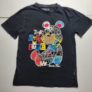 Black Pike Tshirt Teddy Bear Black Shirt Embroidered size small